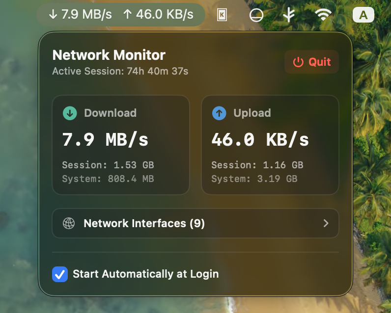 Mac Network Monitor dashboard screenshot